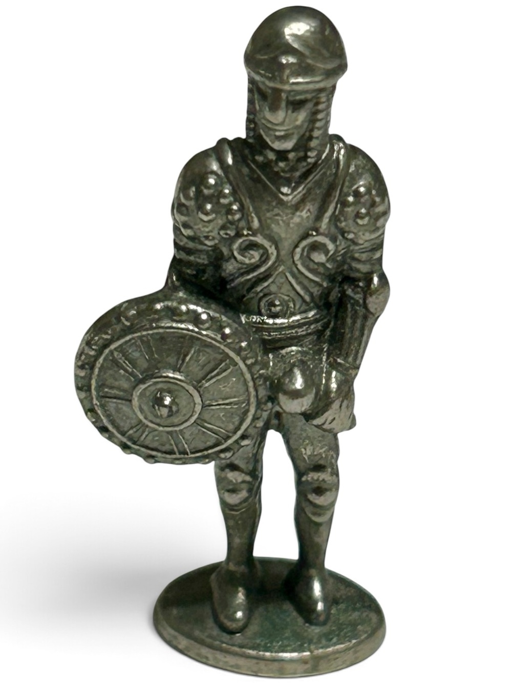 Vintage Cast Metal Knight Figurine 1.5" Miniature Medieval Soldier Toy Piece